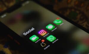 Smartphone displaying social media apps